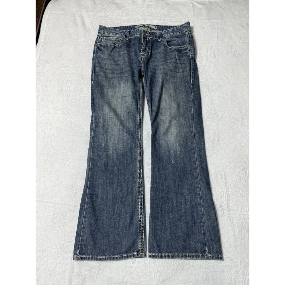 Rock & Roll Cowboy Mens 38x32 Pistol Regular Bootcut Jeans Distressed